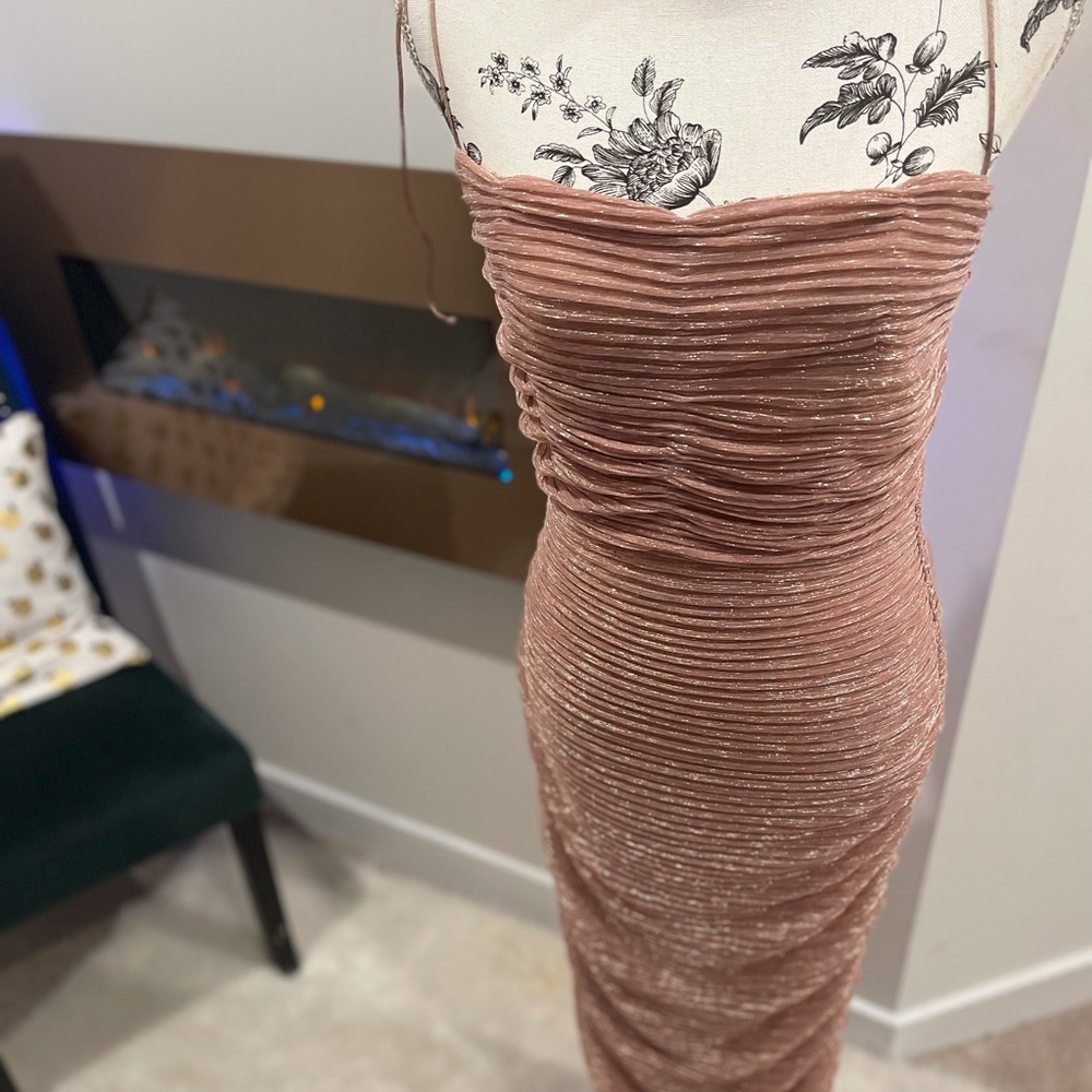 New Gilded Rose Gold bodycon maxi dress. - Picture 2 of 5